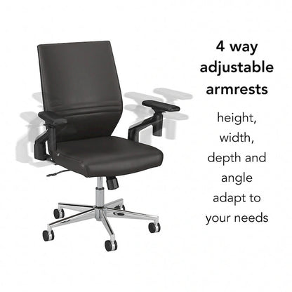 Cabot Mid Back Leather Office Chair by Bush Furniture